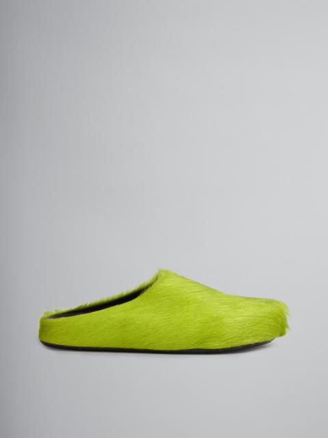 GREEN LONG HAIR CALFSKIN FUSSBETT SABOT
