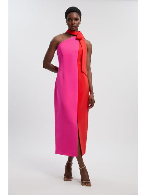 Petite Soft Tailored Colour Block Bow Midi Dress