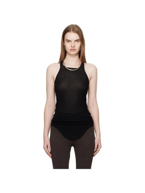 Black Temple Basic Rib Tank Top