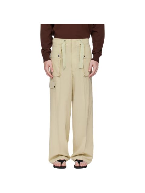 Khaki Light Cotton Wool Viyella Cargo Pants