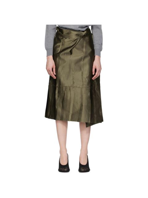Khaki Apron Flat Midi Skirt