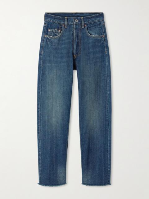 Frayed Distressed Straight-leg Jeans