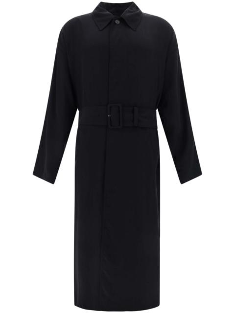 belted maxi trench coat
