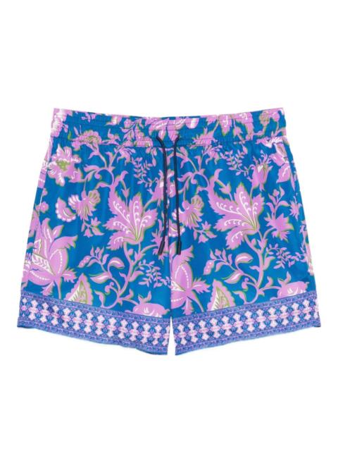 floral-print trim swim shorts
