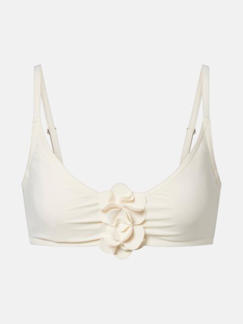 Tess floral-appliqué bikini top