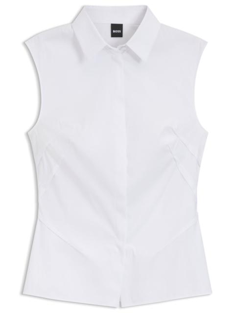 SLEEVELESS SLIM-FIT BLOUSE IN A COTTON BLEND