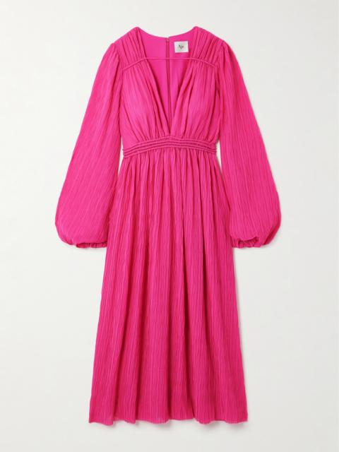 Genevieve Recycled Plissé-chiffon Midi Dress