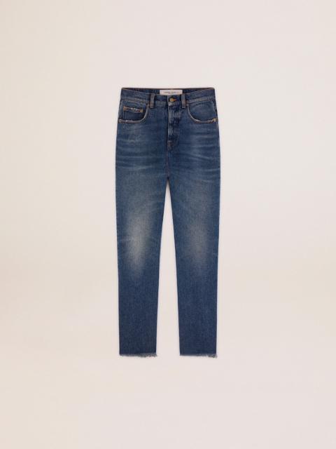 Women's cropped flared jeans with medium wash