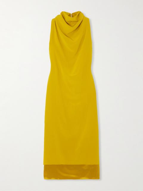 Noor Draped Silk-satin Midi Dress