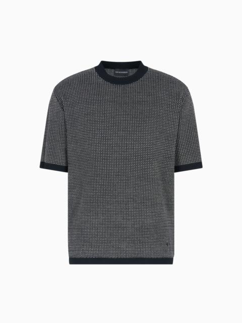 VIRGIN-WOOL JUMPER WITH TWO-TONE JACQUARD MICRO MOTIF