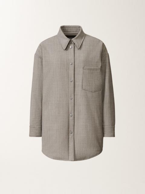 Long shirt in bistretch fresh wool with padding