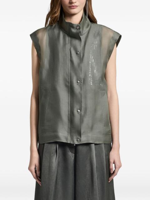 high-neck gazar vest