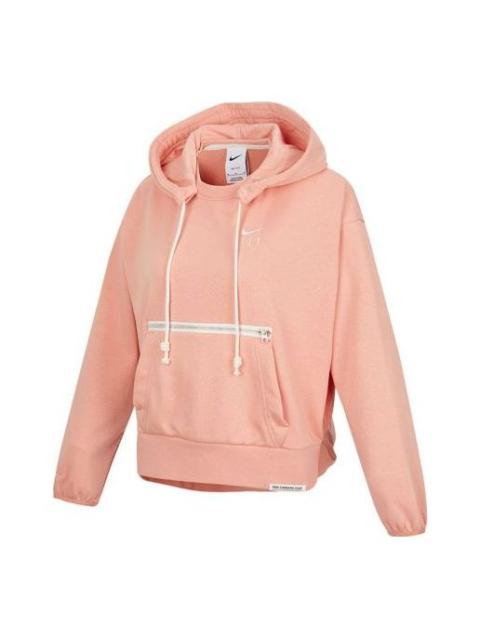 (WMNS) Nike Embroidered Logo Big Pocket Short Sports Hoodie Light Orange DA6484-824