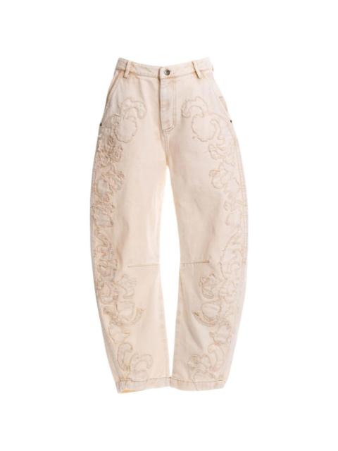 Fallon distressed floral-embroidery jeans