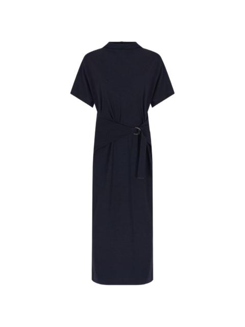 short-sleeve belted midi dress