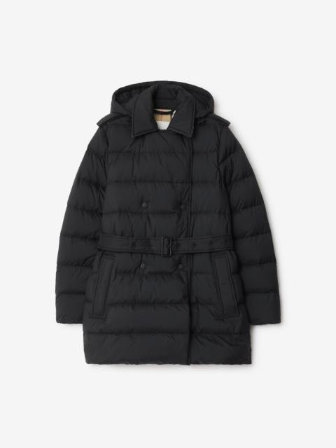 Short Nylon Hooded Puffer Coat