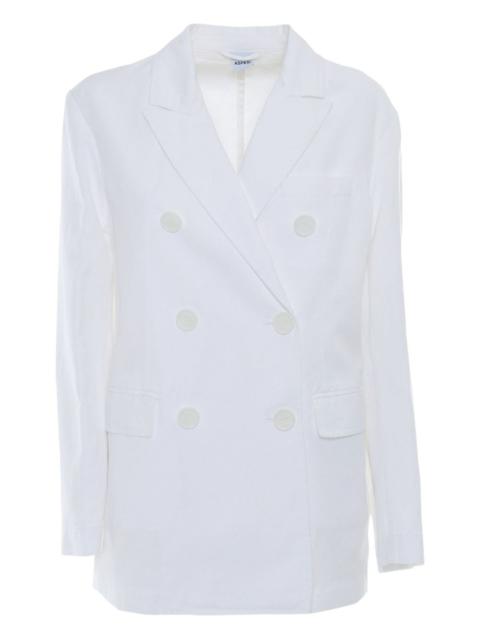 double-breasted cotton linen blazer