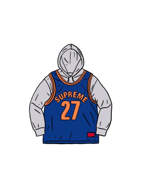 Supreme Basketball Jersey Hooded Sweatshirt Ash Grey