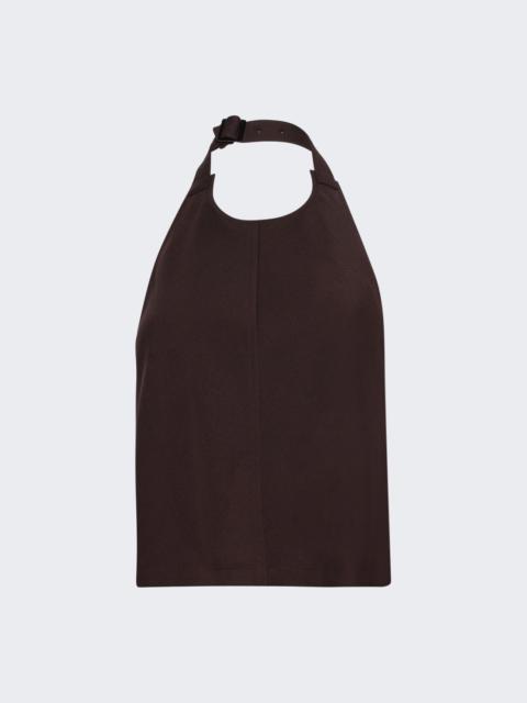 Backless Halter Neck Dark Brown