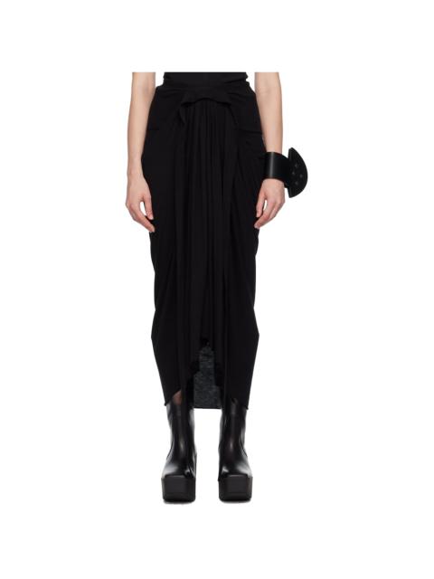 Black Concordians Knee Draped Midi Skirt