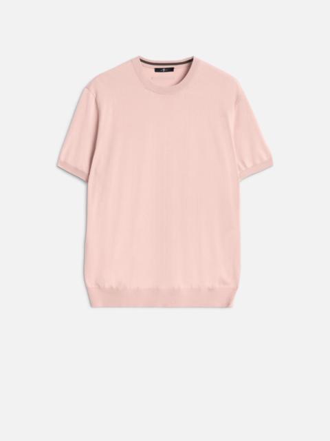 CLASSIC SHORT SLEEVE SWEATER in Cotton Rose