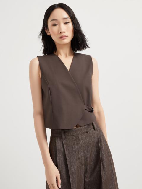 Tropical luxury wool vest with monili