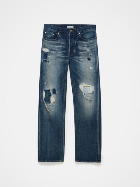 STRAIGHT LEG DENIM JEANS IN DARK-BLUE