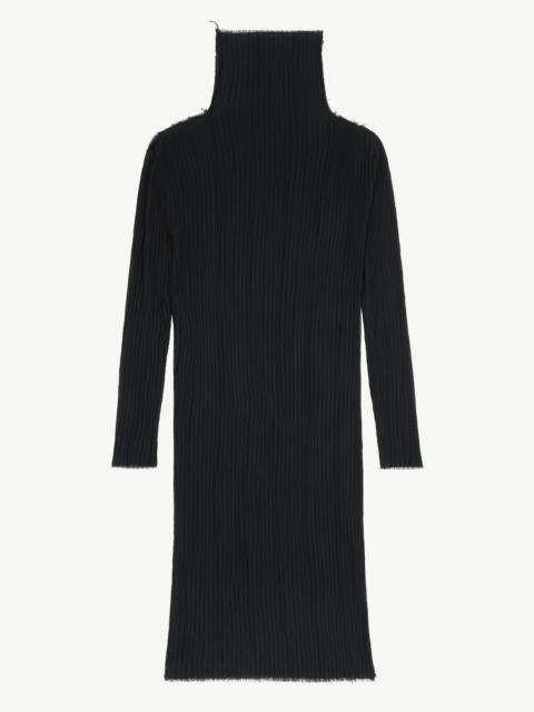 Sheer Plissé Midi Dress