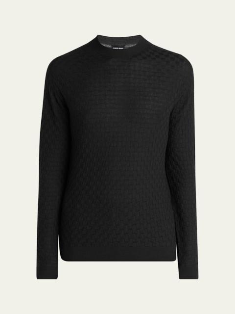 Men's Quadrant Knit Cashmere and Silk Crewneck Sweater