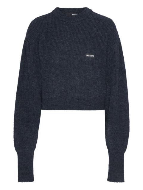 cuffed-sleeve crewneck sweater