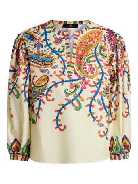 floral paisley-print cotton top