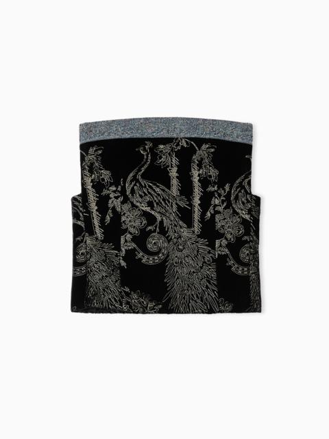 EMBROIDERED VELVET BUSTIER TOP