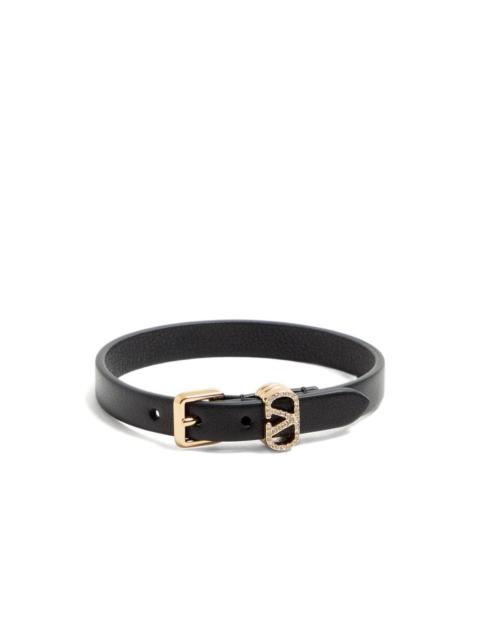 buckle-embellished leather bracelet