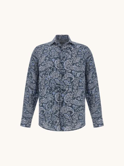 LINEN SHIRT WITH SHARK PAISLEY PATTERN