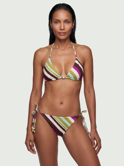 Diagonal Stripe Print With Bead Detail Bikini Bottom