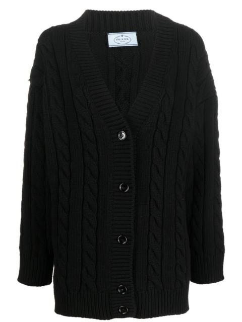 V-neck cable-knit cardigan