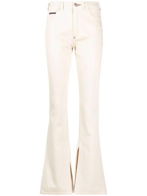 high-waisted flared jeans