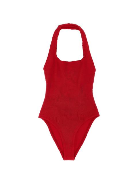 American crinkle neckline sandy swimsuit