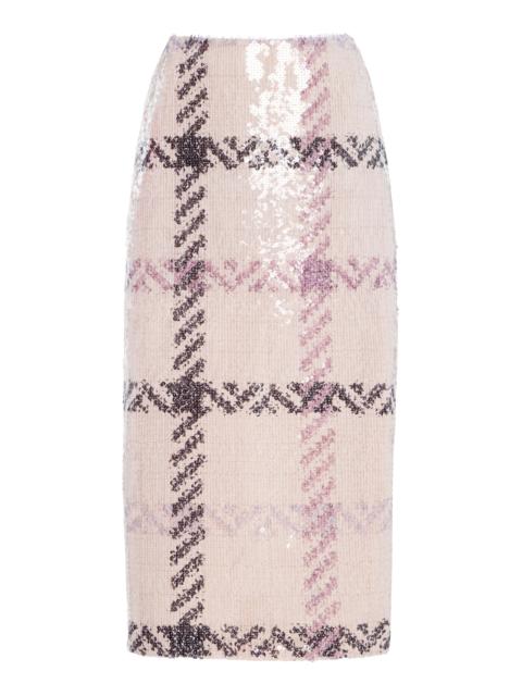 The Mercer  Paillette Patterned Midi Skirt plaid