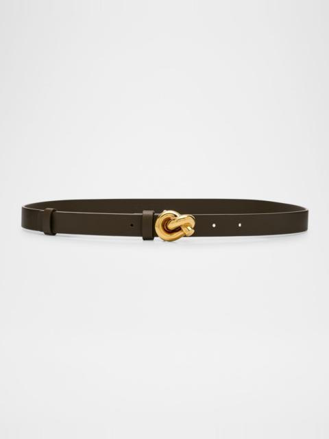 Brass Knot Skinny Leather Belt