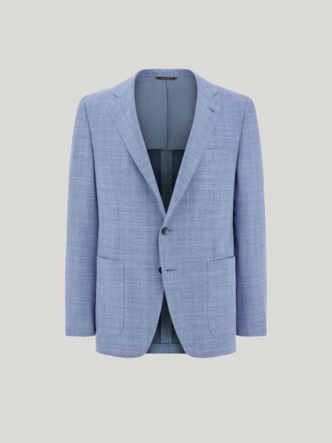 LIGHT BLUE KEI BLAZER IN WOOL, SILK AND LINEN