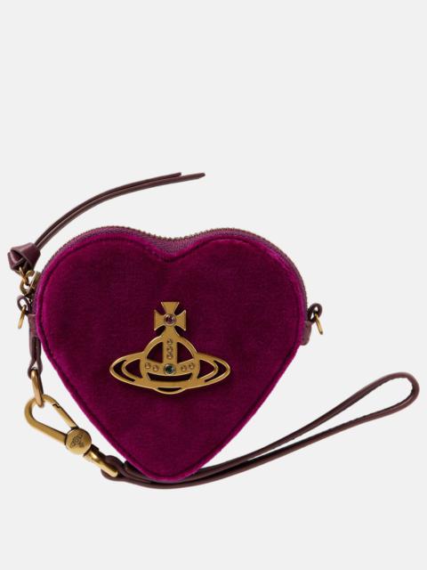 Heart velvet coin purse with strap