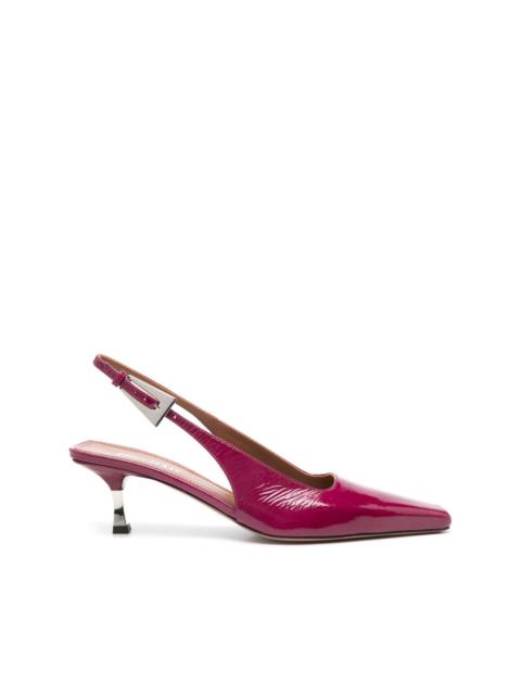 60mm patent slingback pumps
