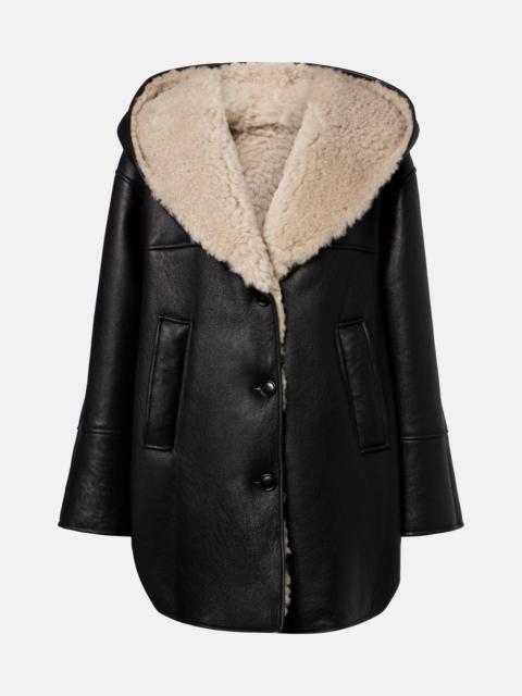 Shearling-lined leather coat