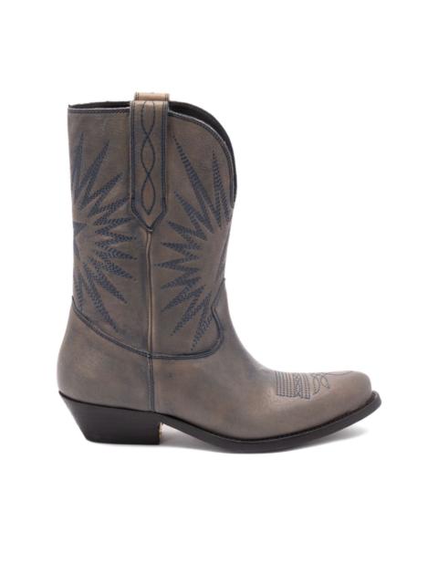star-embroidered leather boots