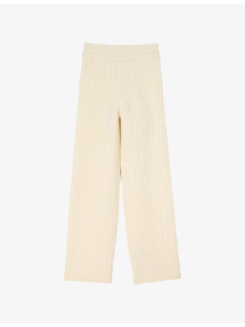 Cable-Knit High-Rise Wool-Blend Trousers