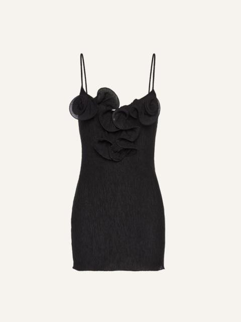 Sleeveless crepe beach mini dress in black