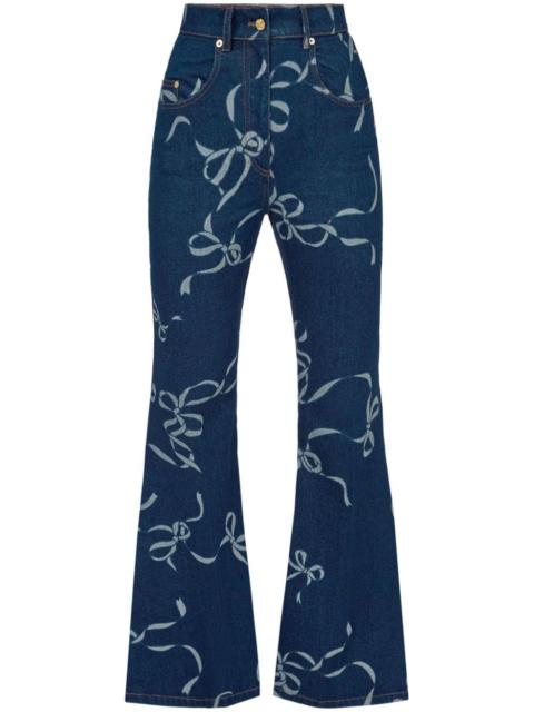 graphic-print long-length flared trousers