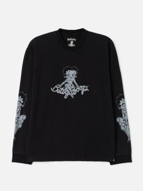 MASTERMIND WORLD X X BETTY BOOP DAMAGED BOXY LONG SLEEVE T-SHIRT
