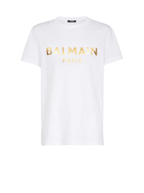 Eco-designed cotton T-shirt with Balmain Paris logo print